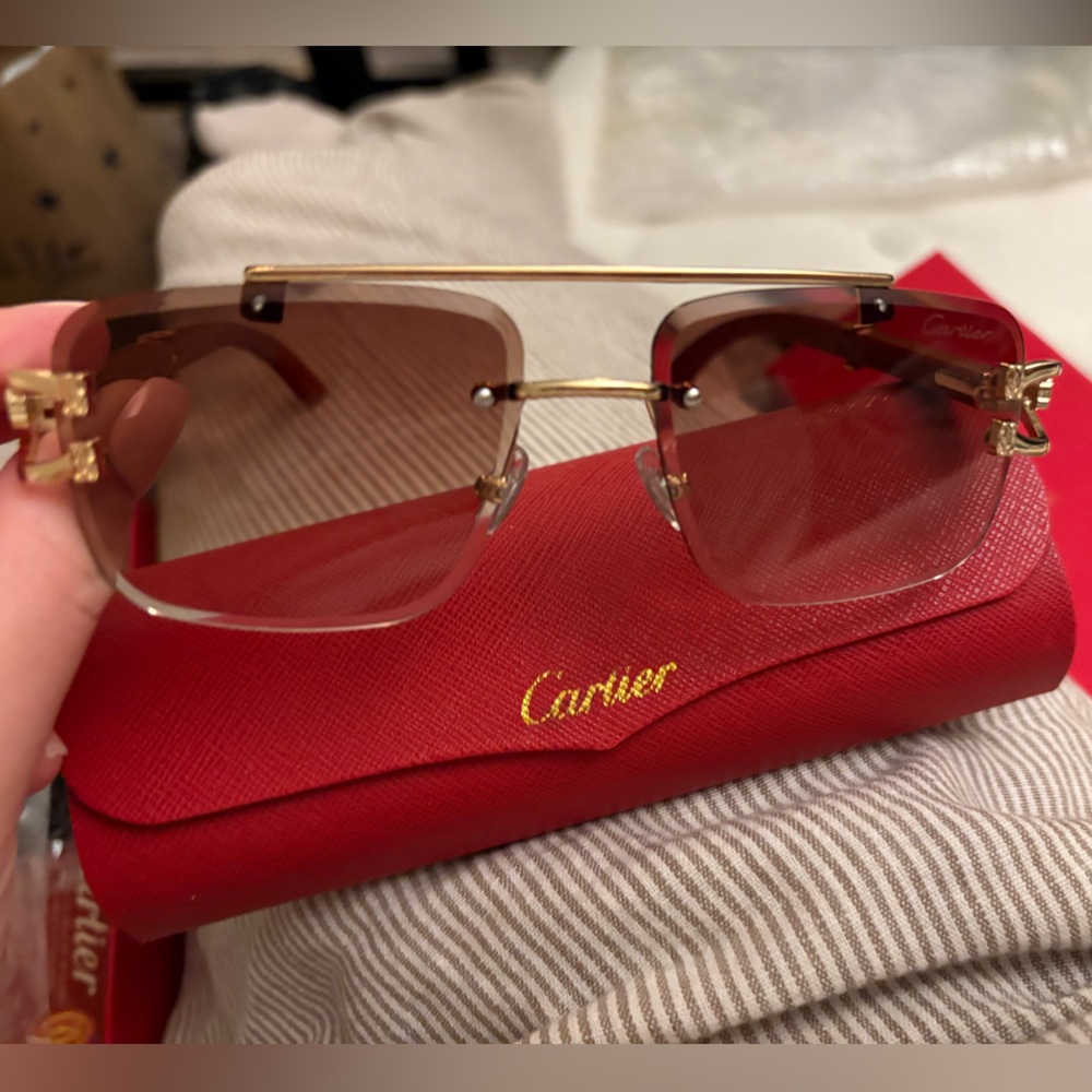 C Women's Sunglasses with Gold Frame and Brown Lenses
